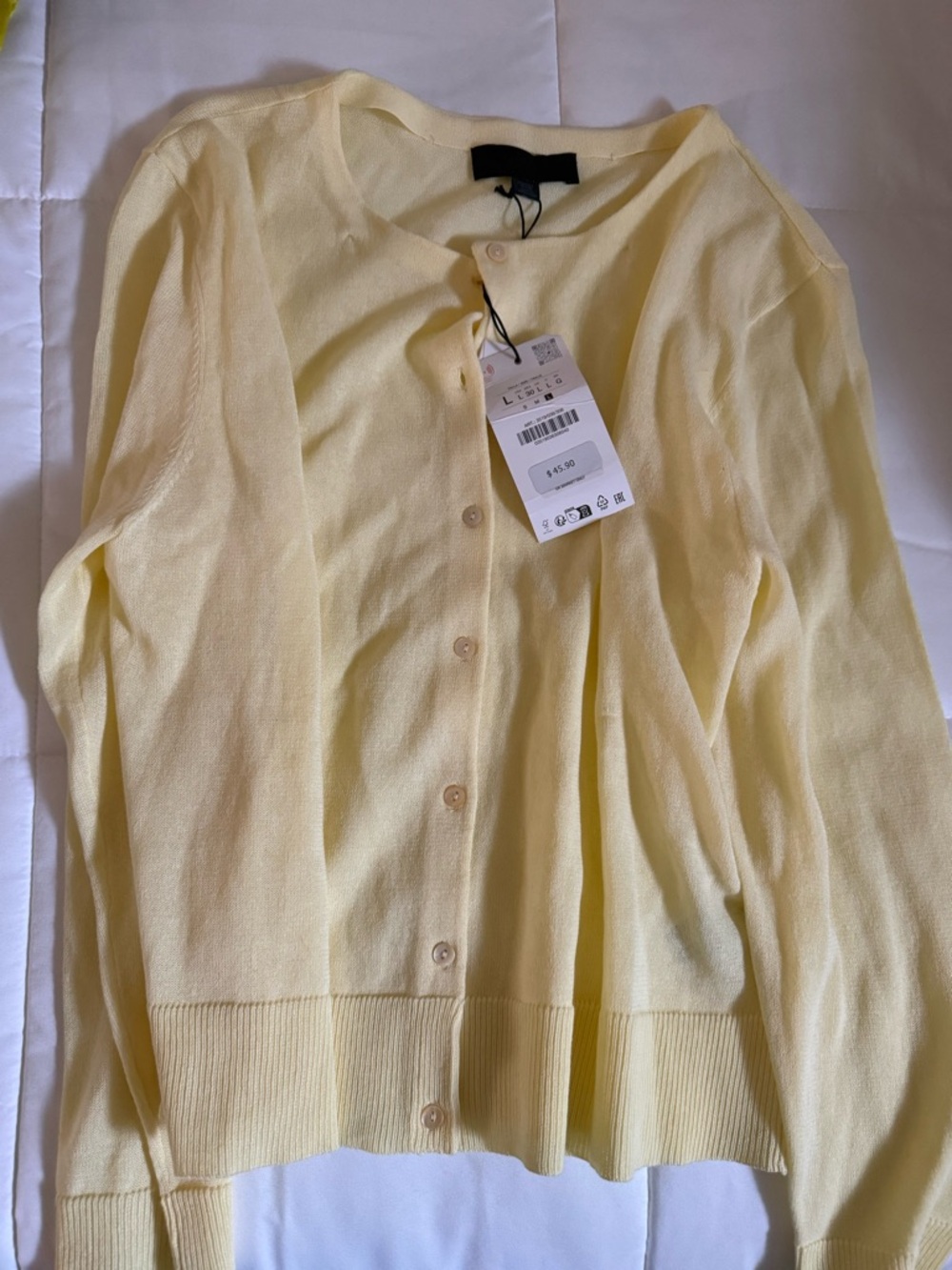 Zara Light Yellow Button-Up Knit Cardigan